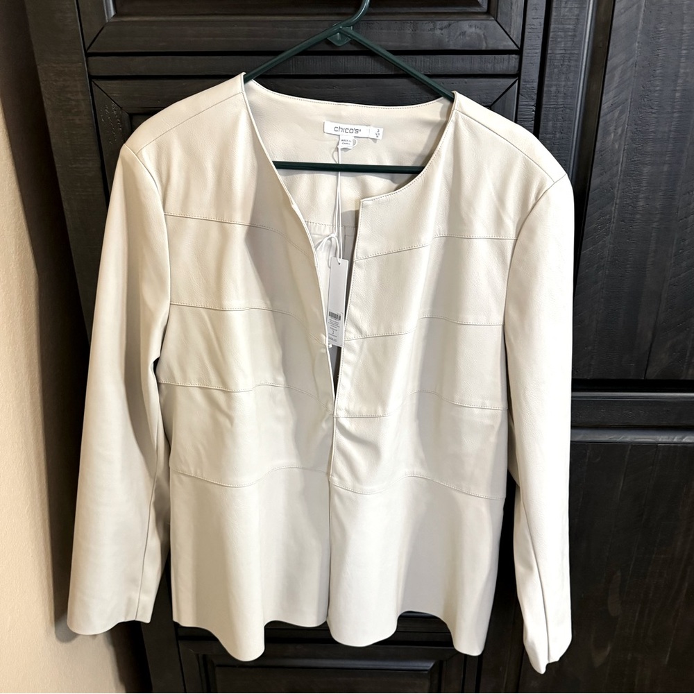 Chico’s - Size 3 - Ivory Pleather Jacket